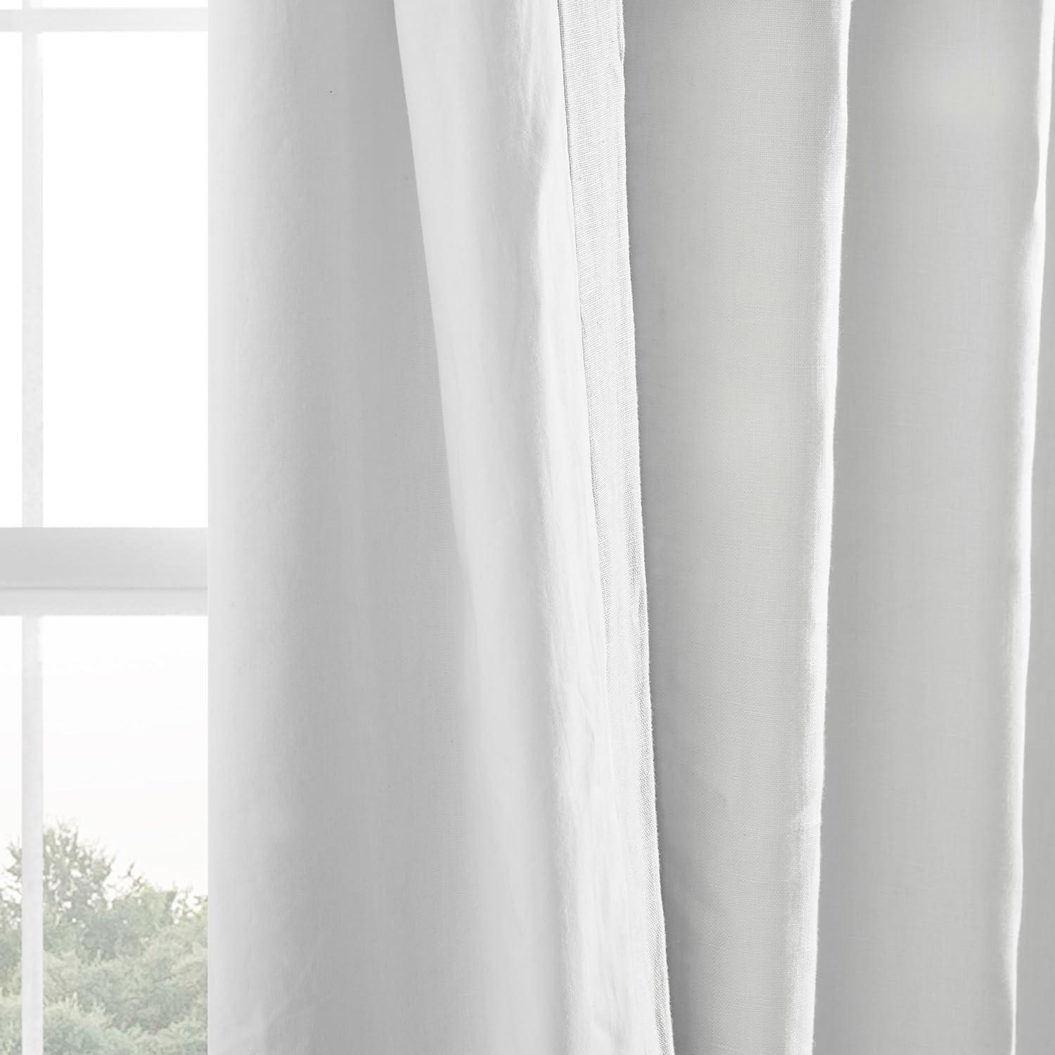 Crisp White Linen Room-Darkening Curtain Panel 50" x 108"