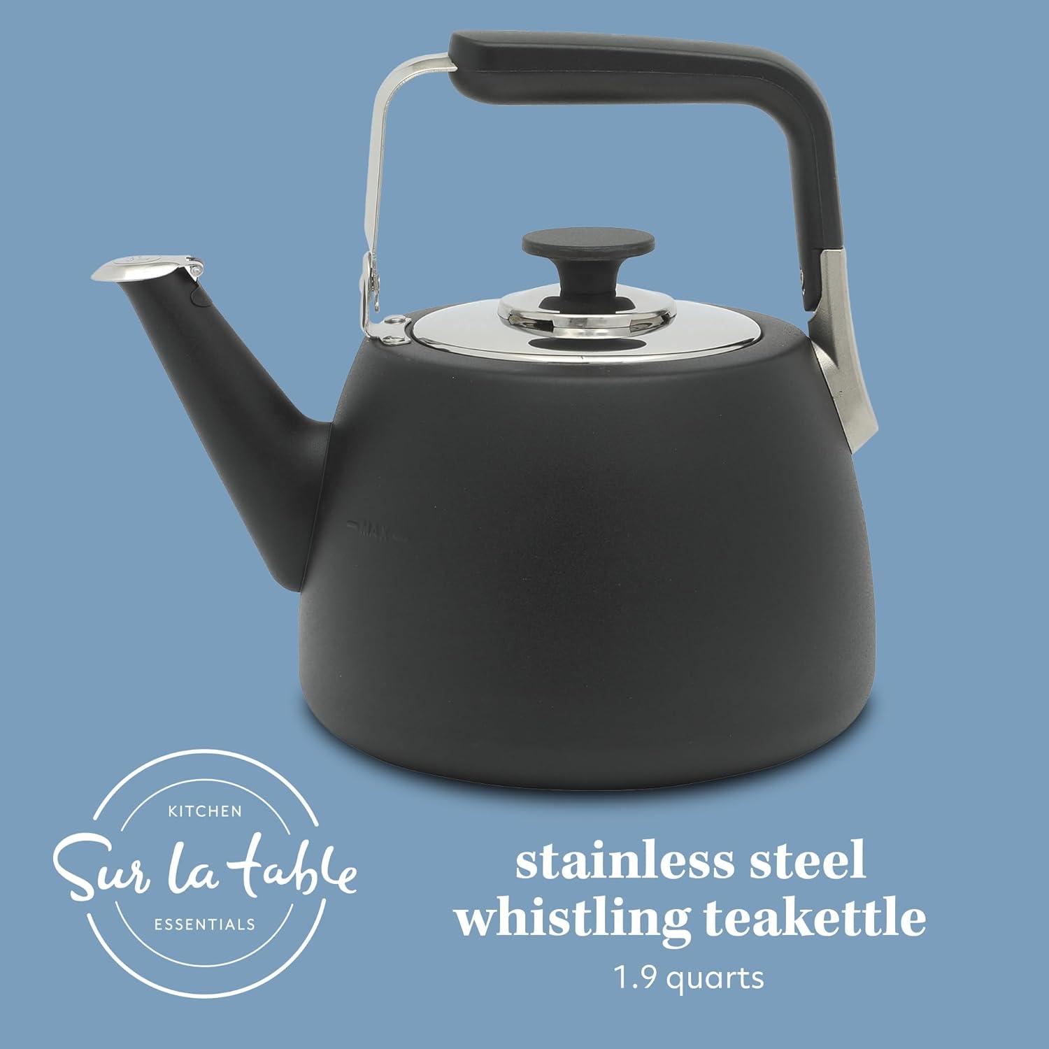 Sur La Table Kitchen Essentials Sur La Table Kitchen Essential Large 2 QT Heavy Gauge Stainless Steel Whistling Tea Kettle