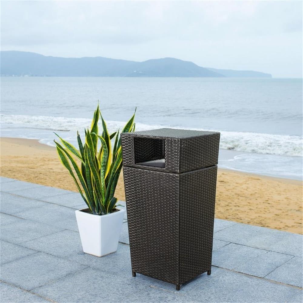 Mazeli Outdoor Trash Can - Black - Safavieh