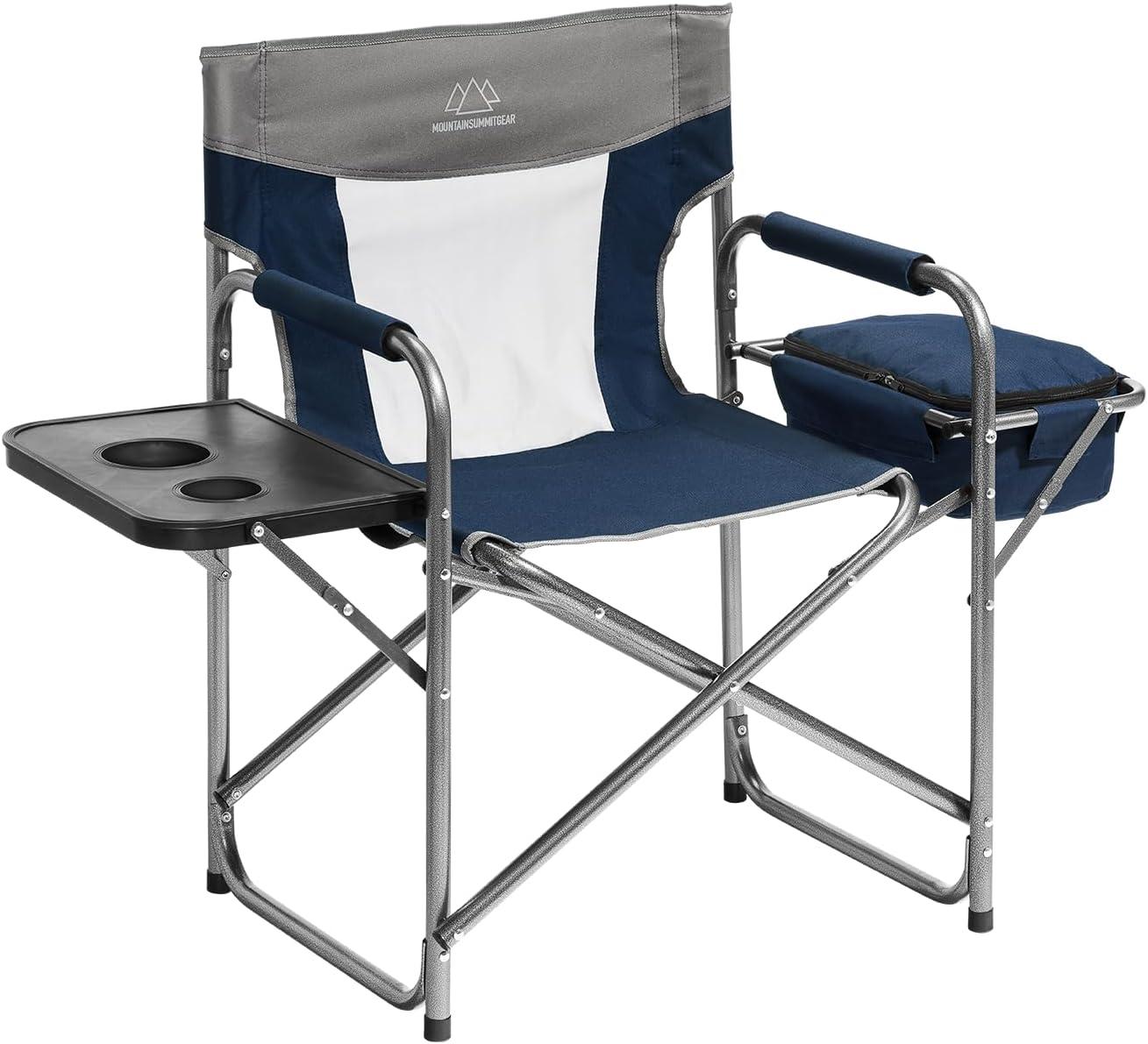 Navy Steel Frame Camping Chair with Cooler and Table