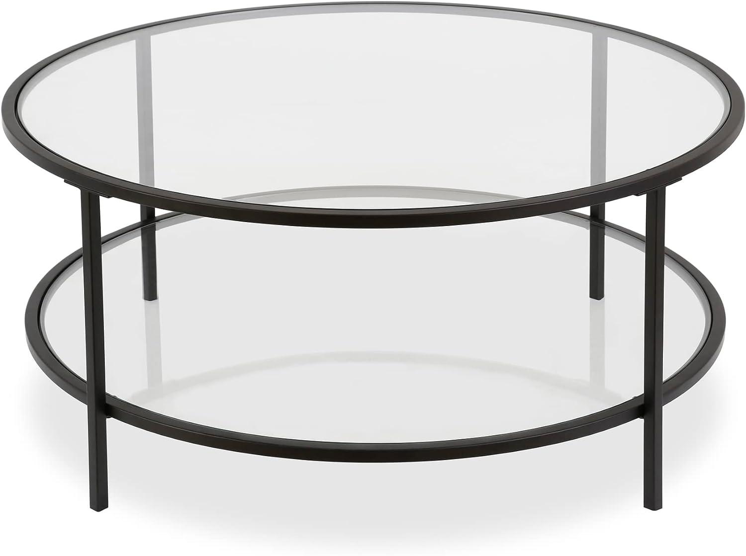 36" Blackened Bronze Square Glass Coffee Table