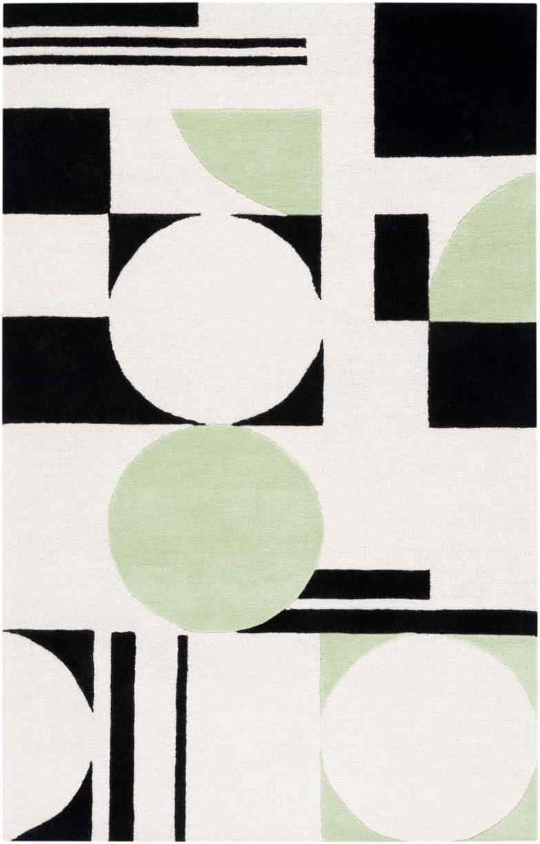 Green and Black Wool Hand-Tufted 6' x 9' Area Rug