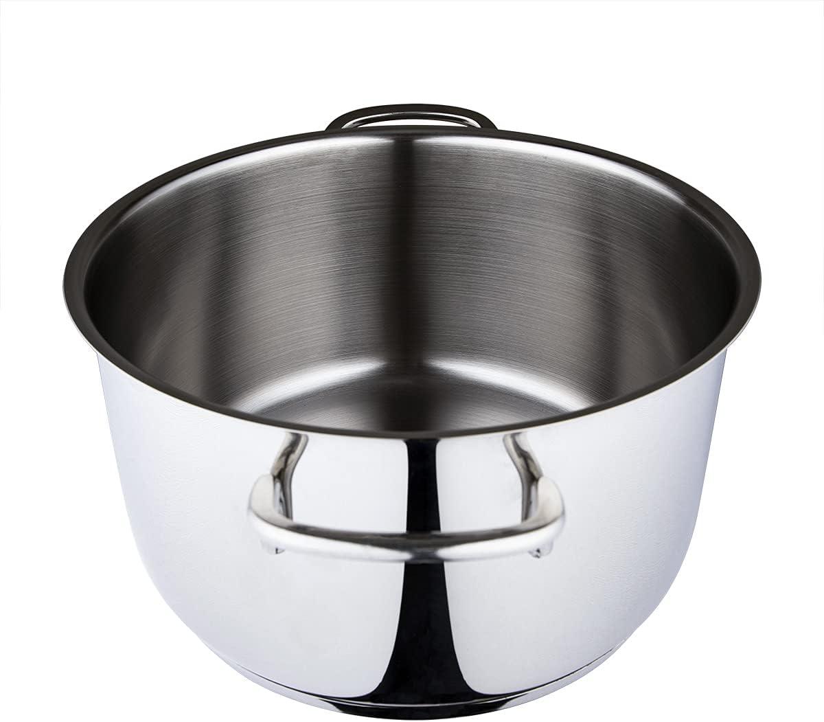 Serenk Serenk Modernist Stainless Steel 7-8-9 Inch Stock Pot, Large Cooking Pot with Lid for Soup, Stews, and Stock, Shiny, Professional Kitchen Essential (9.45in) (Set of 2)