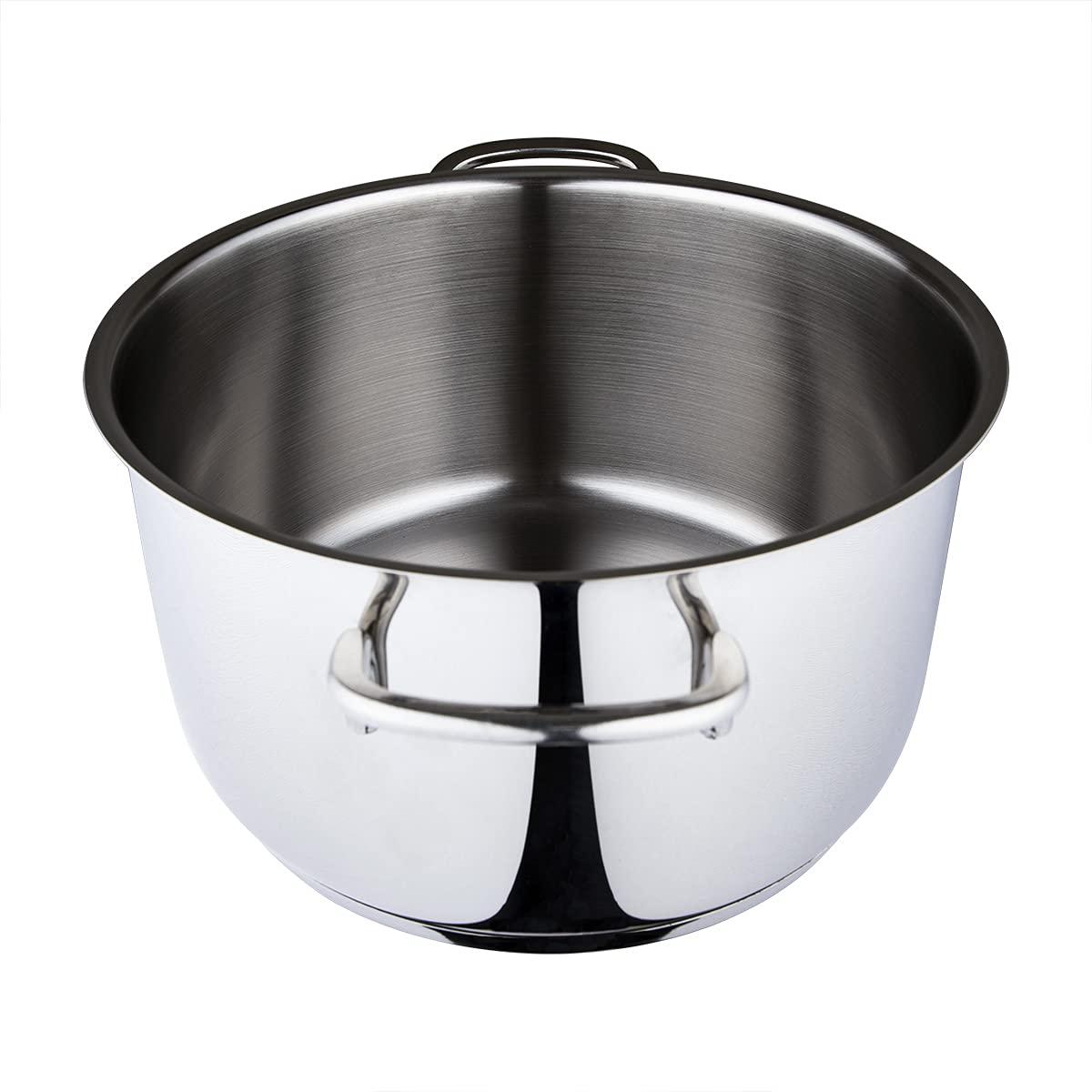 Serenk Serenk Modernist Stainless Steel 7-8-9 Inch Stock Pot, Large Cooking Pot with Lid for Soup, Stews, and Stock, Shiny, Professional Kitchen Essential (9.45in) (Set of 2)