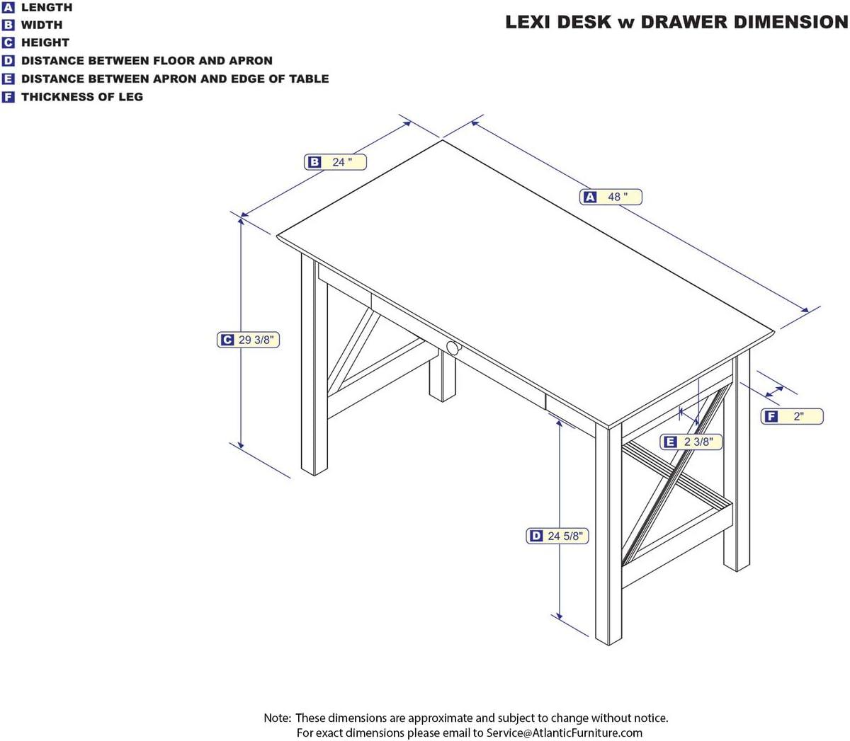 Lexi Desk with Drawer and Charging Station in White