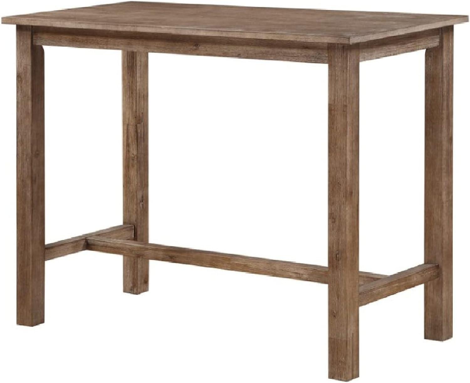 Transitional Oak Brown Rubberwood Counter-Height Pub Table