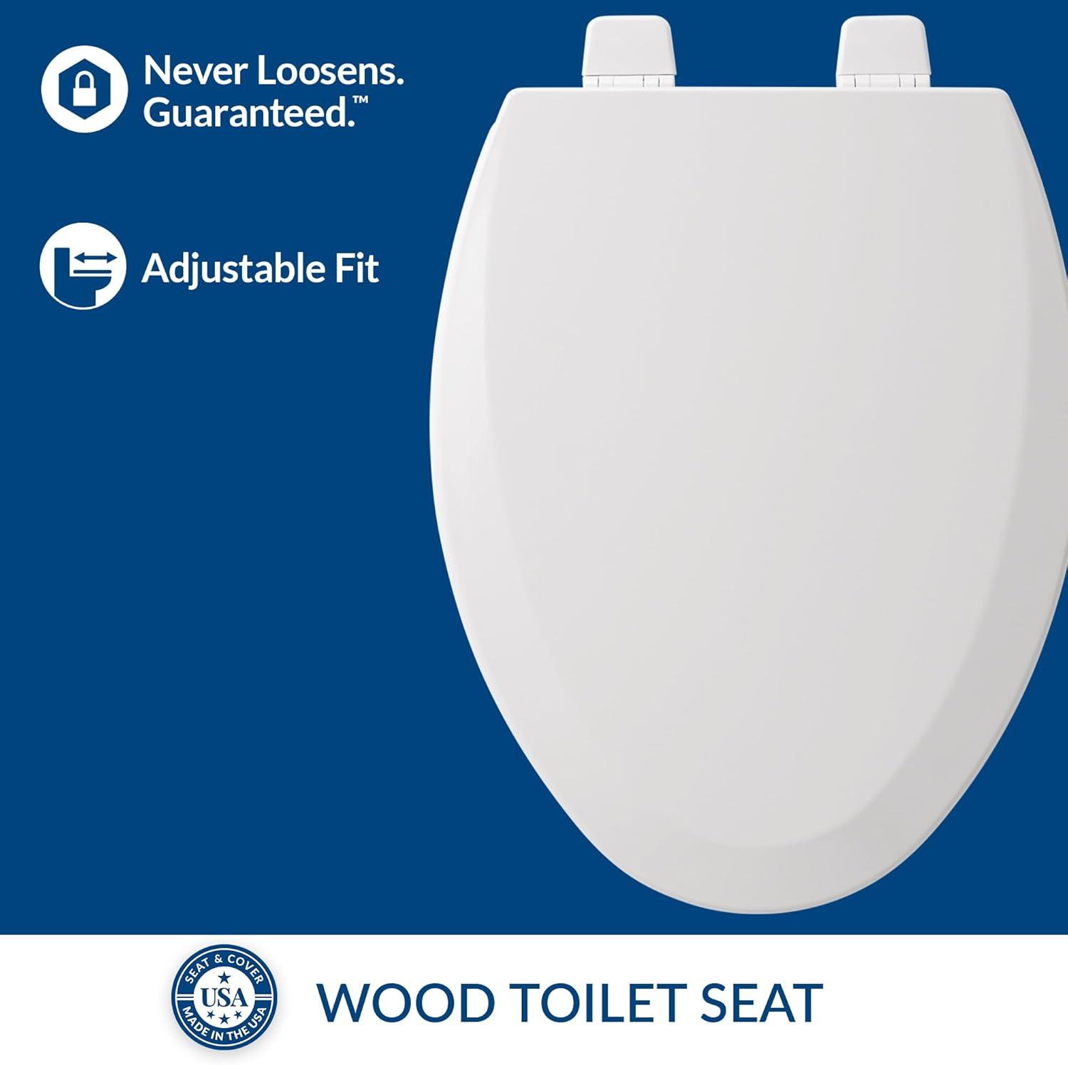 Bemis 1500TTT Toilet Seat will Never Loosen and Provides the Perfect Fit, ELONGATED, White