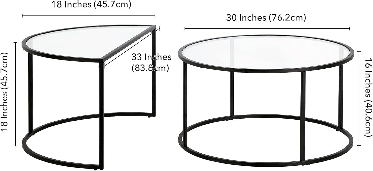 Evelyn&Zoe Luna Round & Demilune Nested Coffee Table, Blackened Bronze
