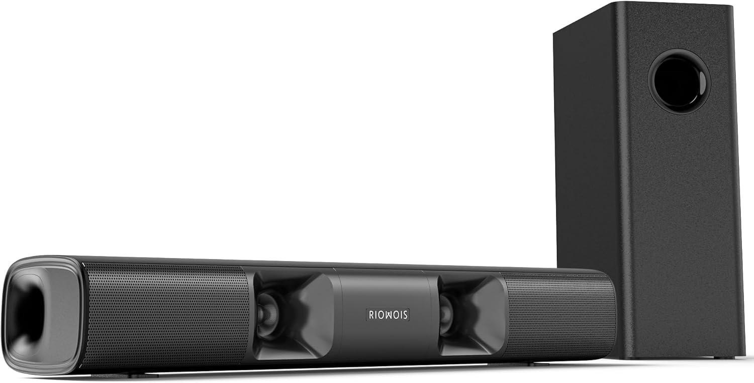 Sound Bar for Smart TV, 90W Compact Soundbar TV Speaker with Subwoofer, 2.1Channel Home Theater Surround Sound System with Crisp Vocals and Deep Bass for TV PC Projector.