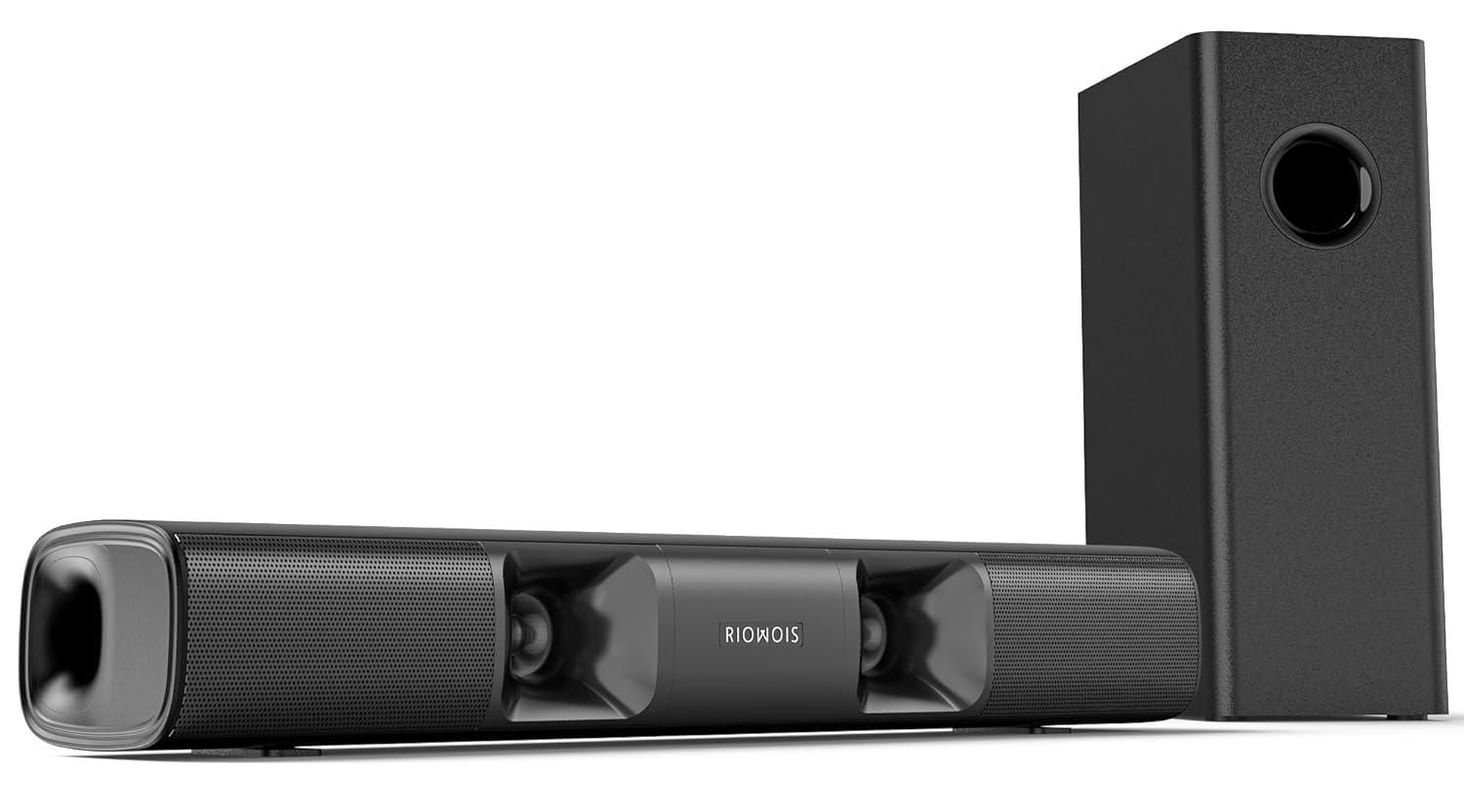 Sound Bar for Smart TV, 90W Compact Soundbar TV Speaker with Subwoofer, 2.1Channel Home Theater Surround Sound System with Crisp Vocals and Deep Bass for TV PC Projector.