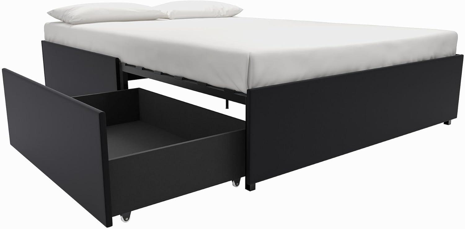 DHP Maven Platform Bed with Storage, Queen, Black Faux Leather