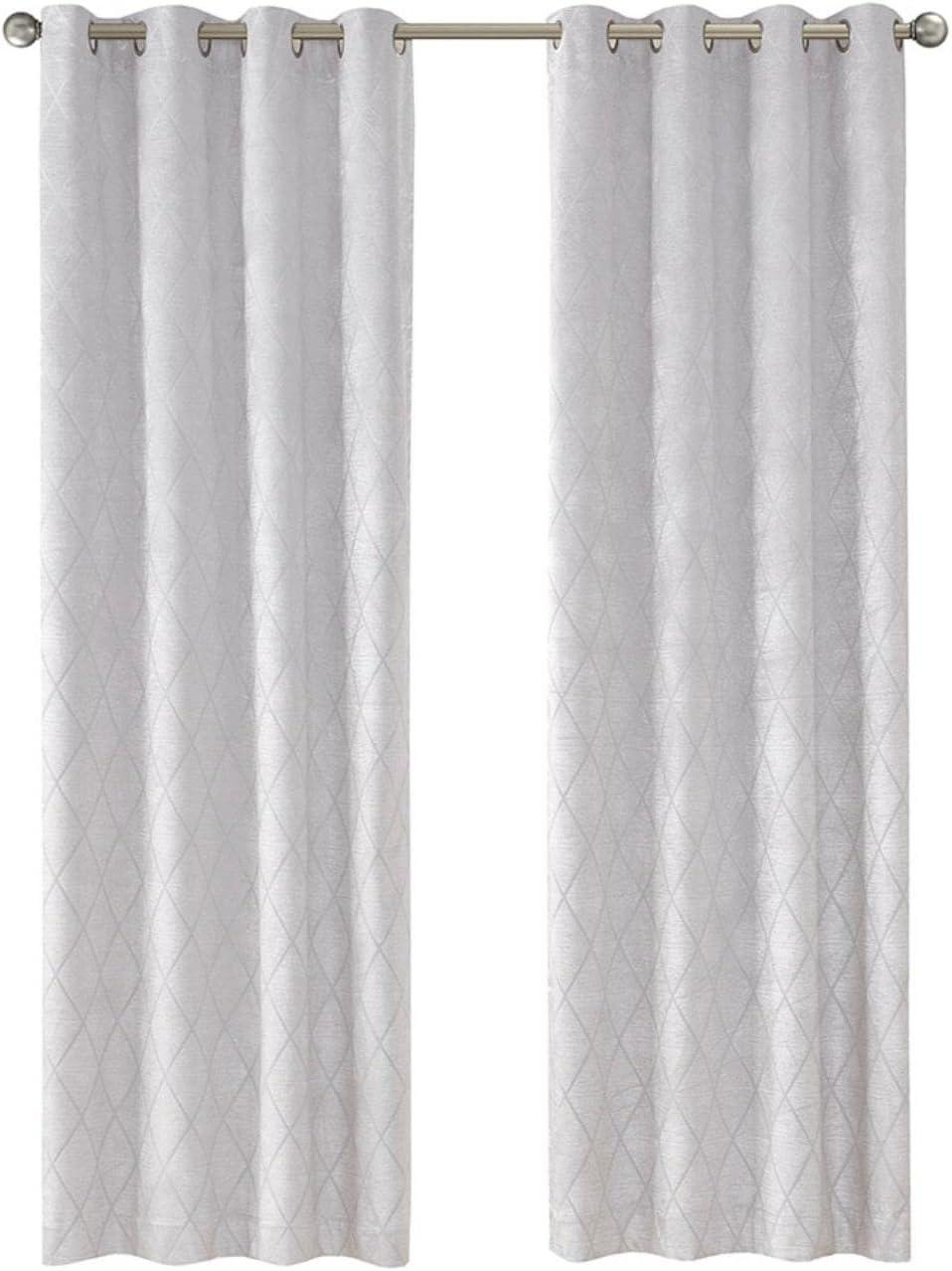 Sun Smart Taylor Total Blackout Curtain Single Window, Diamond Jacquard Grommet Top Living Room Decor Thermal Insulated Light Blocking Drape for Bedroom and Apartments, 50" x 95", Silver