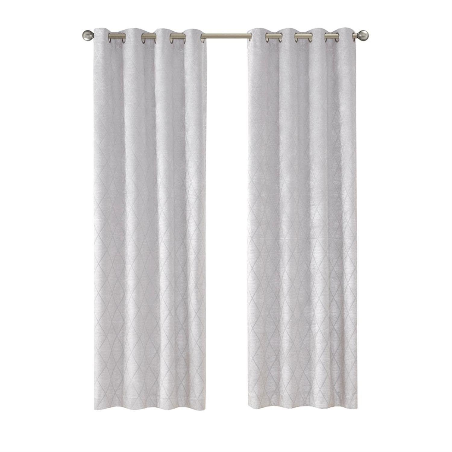 Sun Smart Taylor Total Blackout Curtain Single Window, Diamond Jacquard Grommet Top Living Room Decor Thermal Insulated Light Blocking Drape for Bedroom and Apartments, 50" x 95", Silver