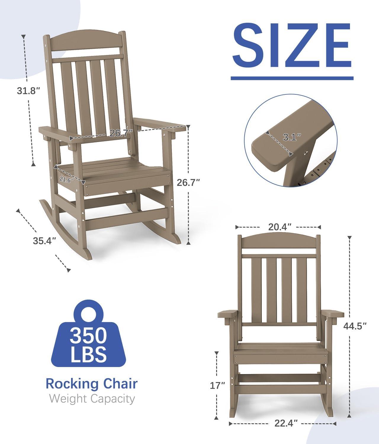 Oxing HDPE Outdoor Rocking Chair (Set of 2)