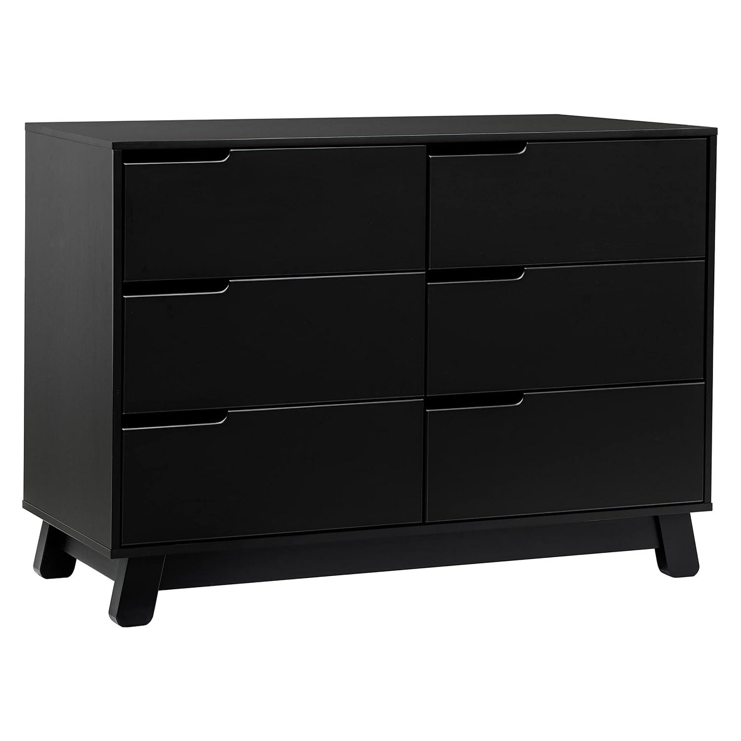 Hudson Mid-Century Modern Black 6-Drawer Double Dresser