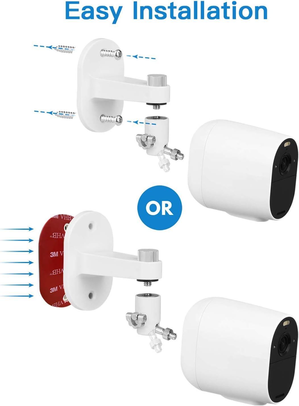 2Pack Security Wall Mount for Arlo Pro/Pro2/Pro3/Pro4/Ultra/Ultra2/Essential Spotlight Camera, Adjustable Indoor/Outdoor Mounting Bracket for Your Surveillance Camera (White)