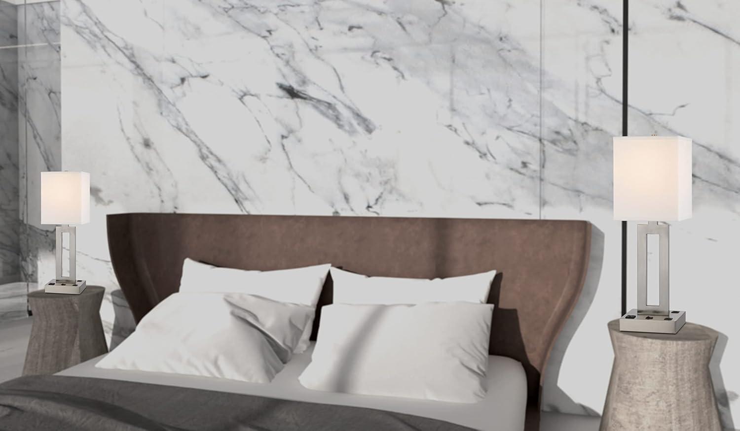 Cal Lighting Sarnia metal desk lamp with 1 outlet and 2 USB charging ports