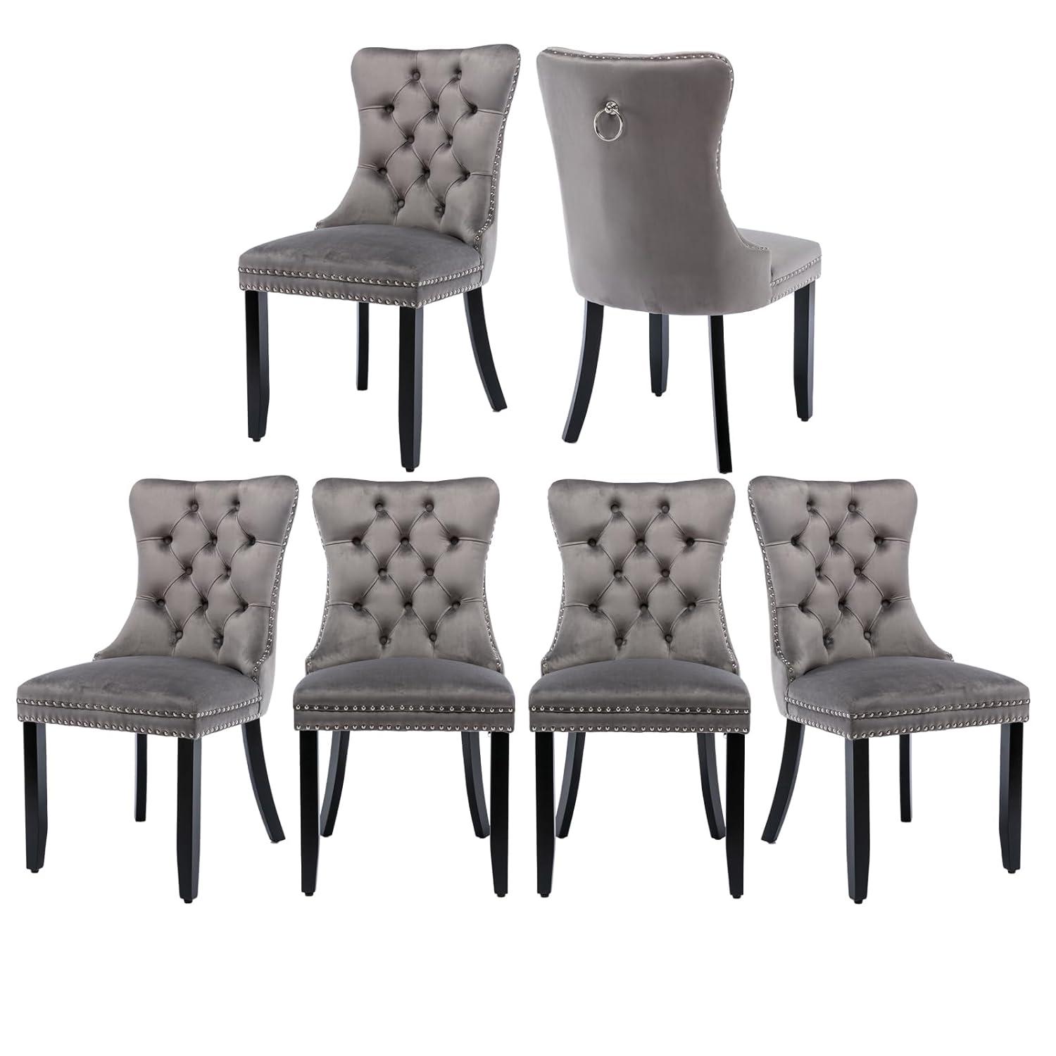 Rosdorf Park High-end Tufted Velvet Upholstered Nailhead Dining Chair