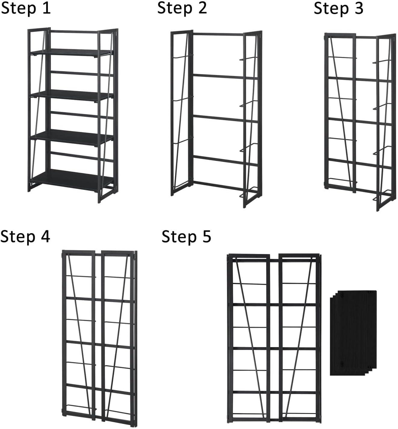 Convenience Concepts Xtra Folding 4 Tier Bookshelf, Multiple Finishes