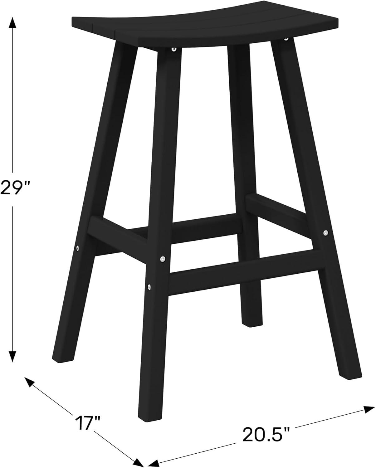 WestinTrends Malibu HDPE Outdoor Patio 29" Bar Stool Saddle Seat, Weathered Wood