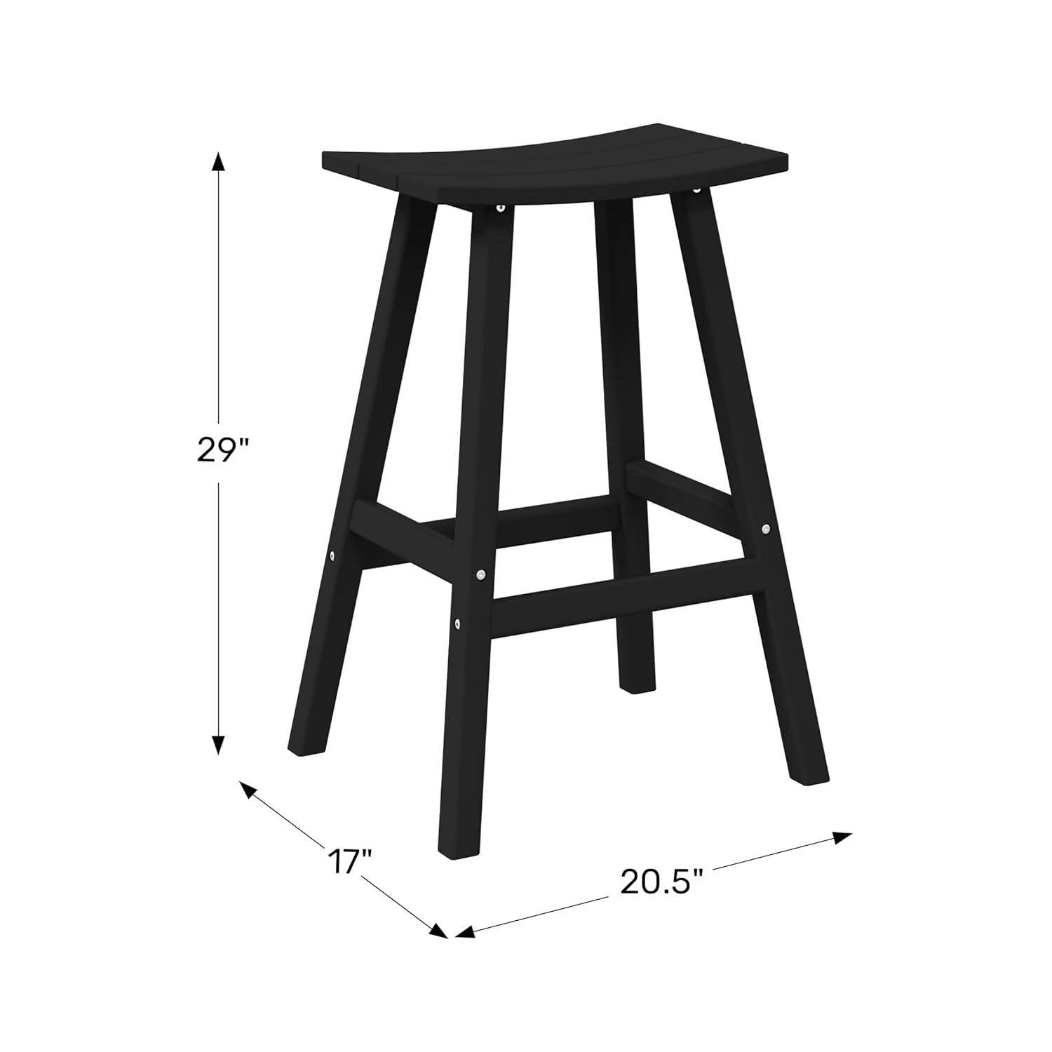 WestinTrends Malibu HDPE Outdoor Patio 29" Bar Stool Saddle Seat, Weathered Wood