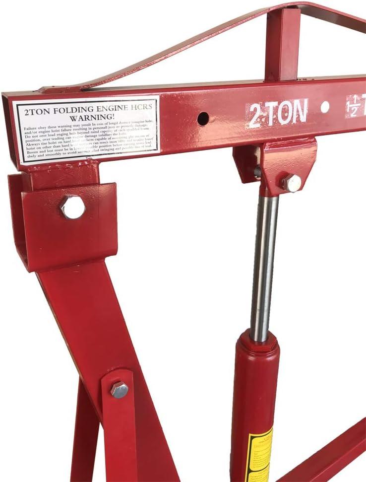 Stark 2 Ton Engine Hoist Stand Cherry Picker Ship Crane Lift Workshop Foldable Stand, Red