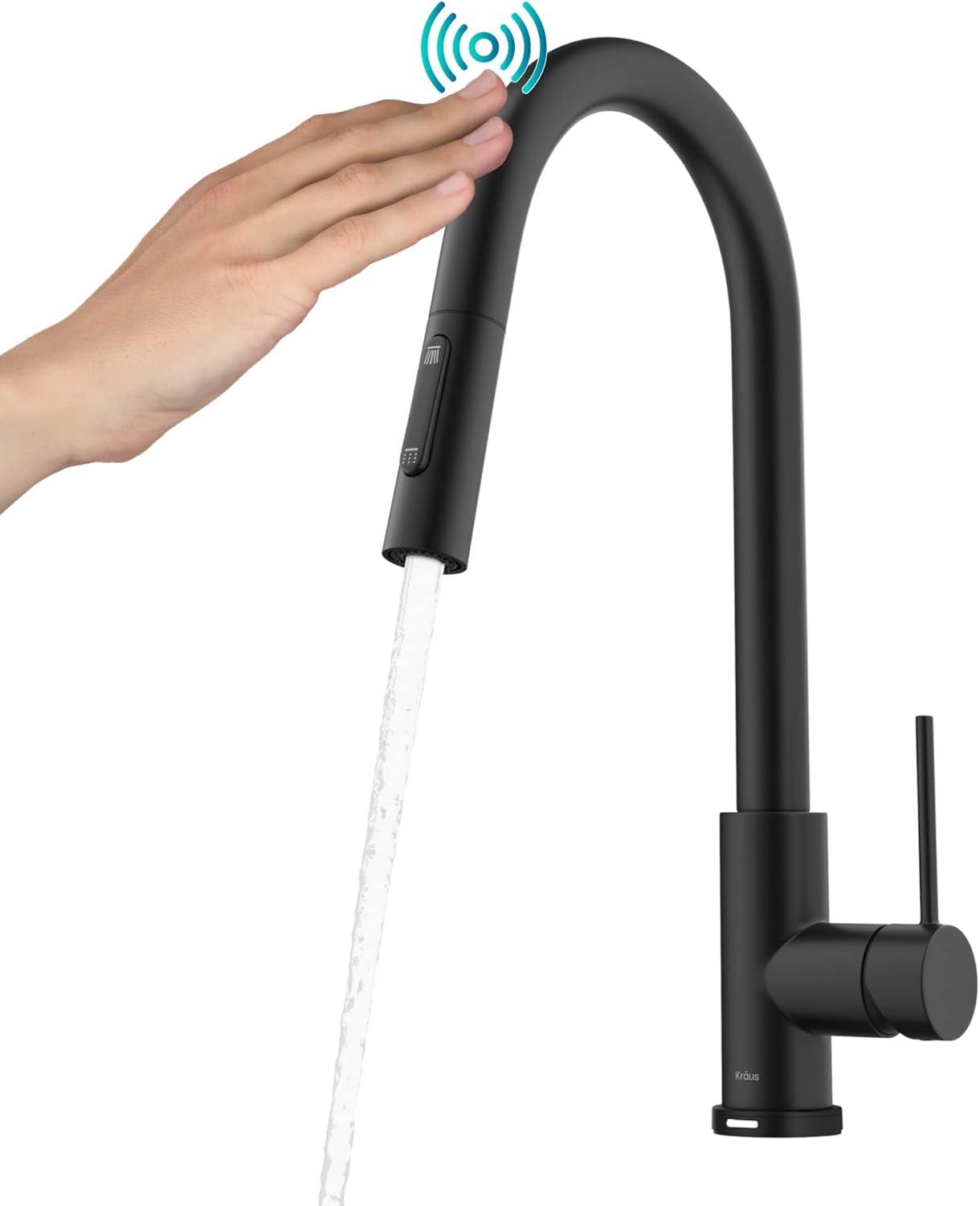 Matte Black Touch-Control Kitchen Faucet with Pull-Down Sprayer