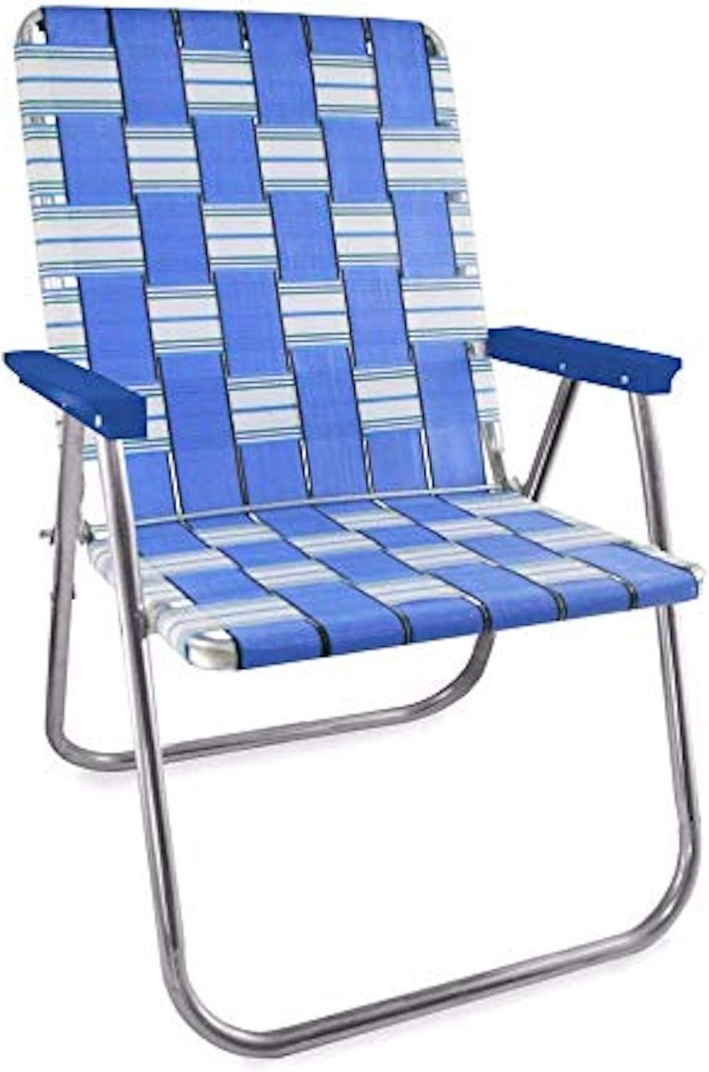 Lawn Chair USA Folding Aluminum Extra Wide Magnum Webbed Chair (Green and White Stripe, Magnum)