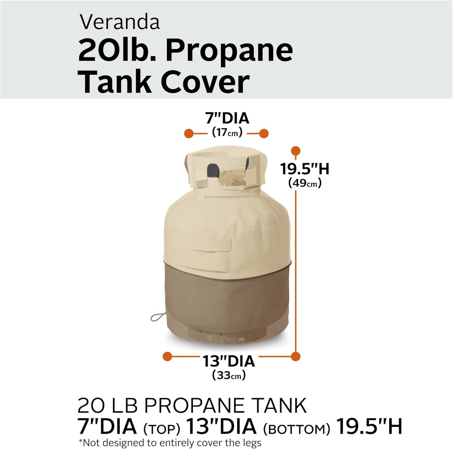 Veranda Beige and Brown Water-Resistant Propane Tank Cover