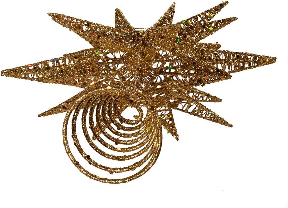 Kurt Adler 16.5-Inch Gold Glitter Wire 3D Star Treetop