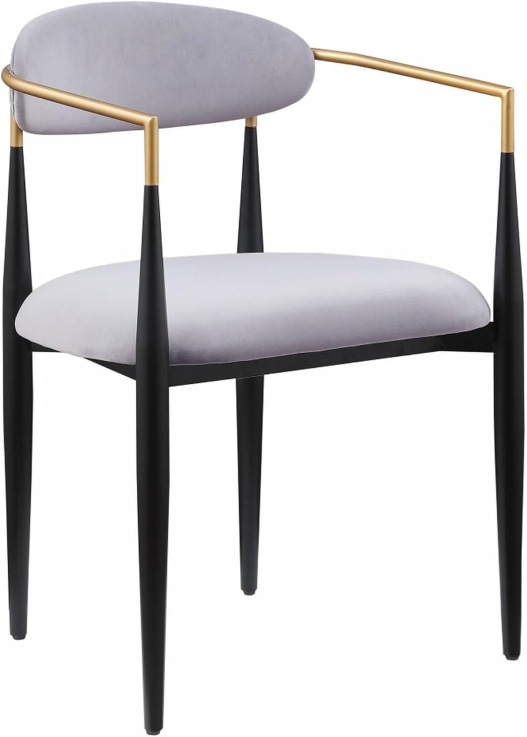 Benjara Kenny 21 Inch Dining Chairs, Fabric, Foam Padding, Gold and Black Metal (Set of 2)