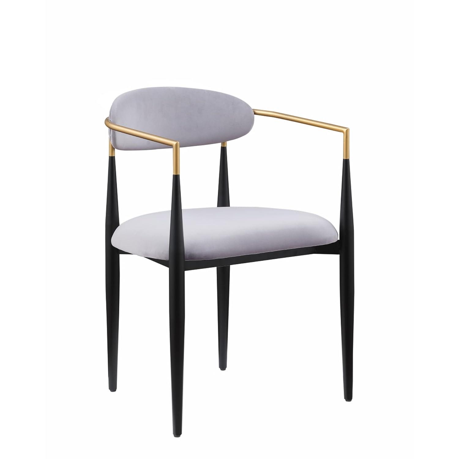 Benjara Kenny 21 Inch Dining Chairs, Fabric, Foam Padding, Gold and Black Metal (Set of 2)