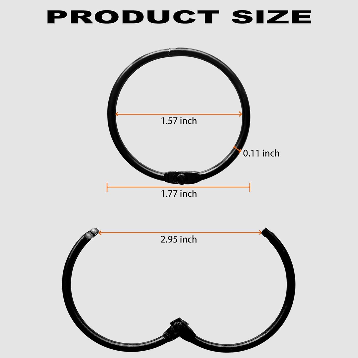 Dznils Rustproof Round Metal Shower Curtain Hooks Rings, Black, Set of 24