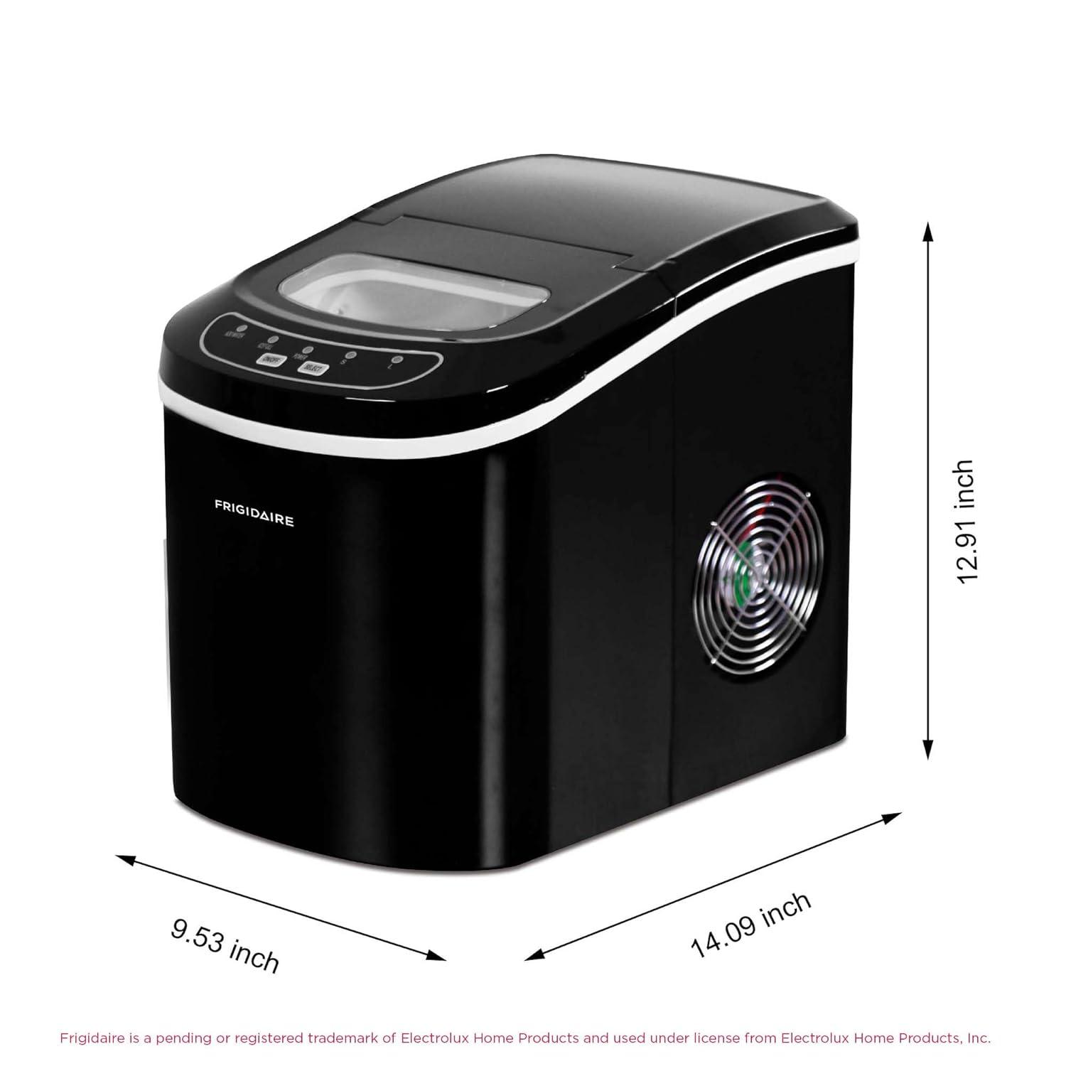 Ice Maker EFIC102-RED, Countertop Ice Maker with Transparent Window, Bullet Ice Maker with 26 lbs. Capacity, Small Ice Maker Machine – 14.1" D x 8.7" W x 12.9" H (Red)