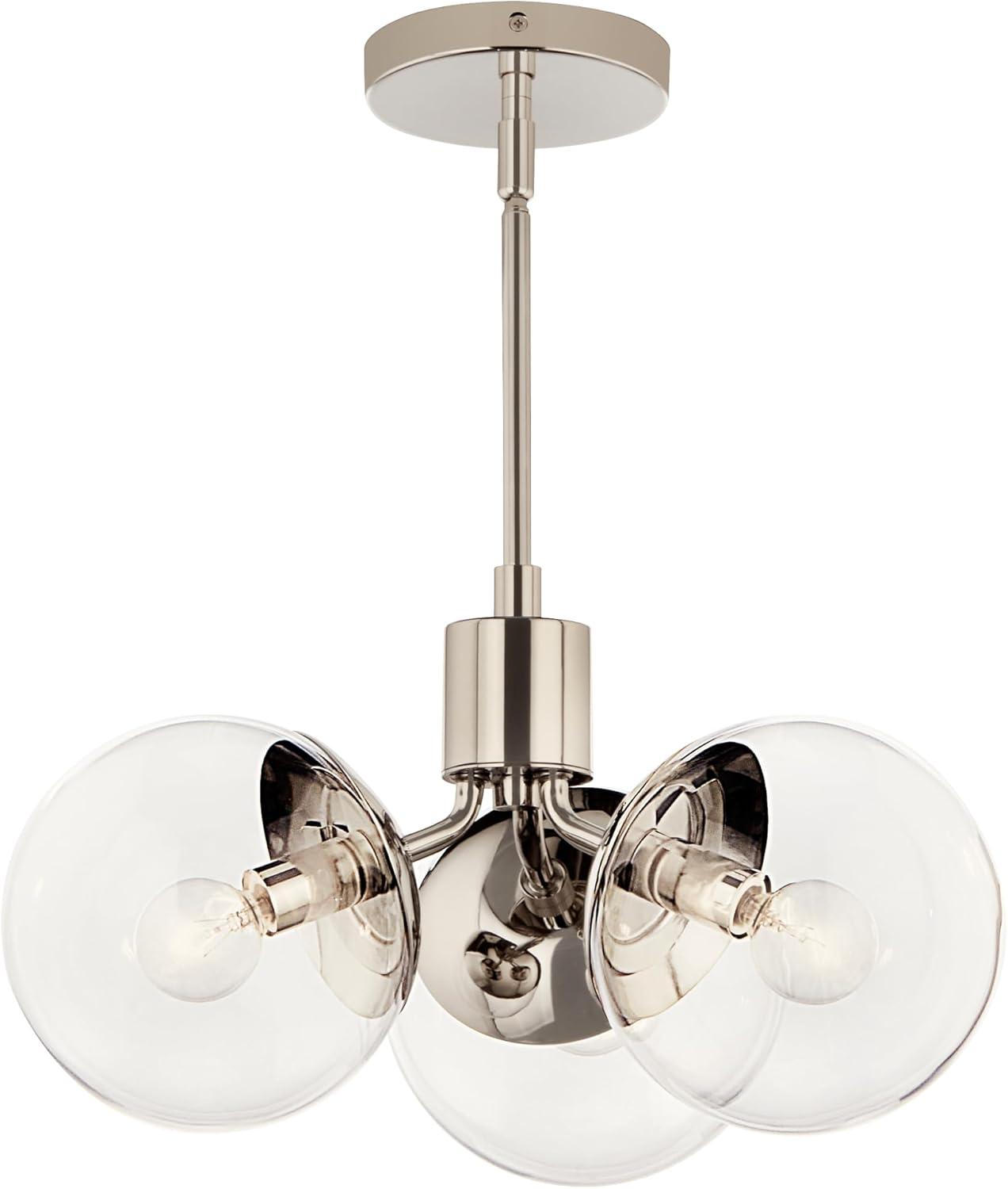 Polished Nickel 3-Light Sputnik Pendant with Clear Glass Shades