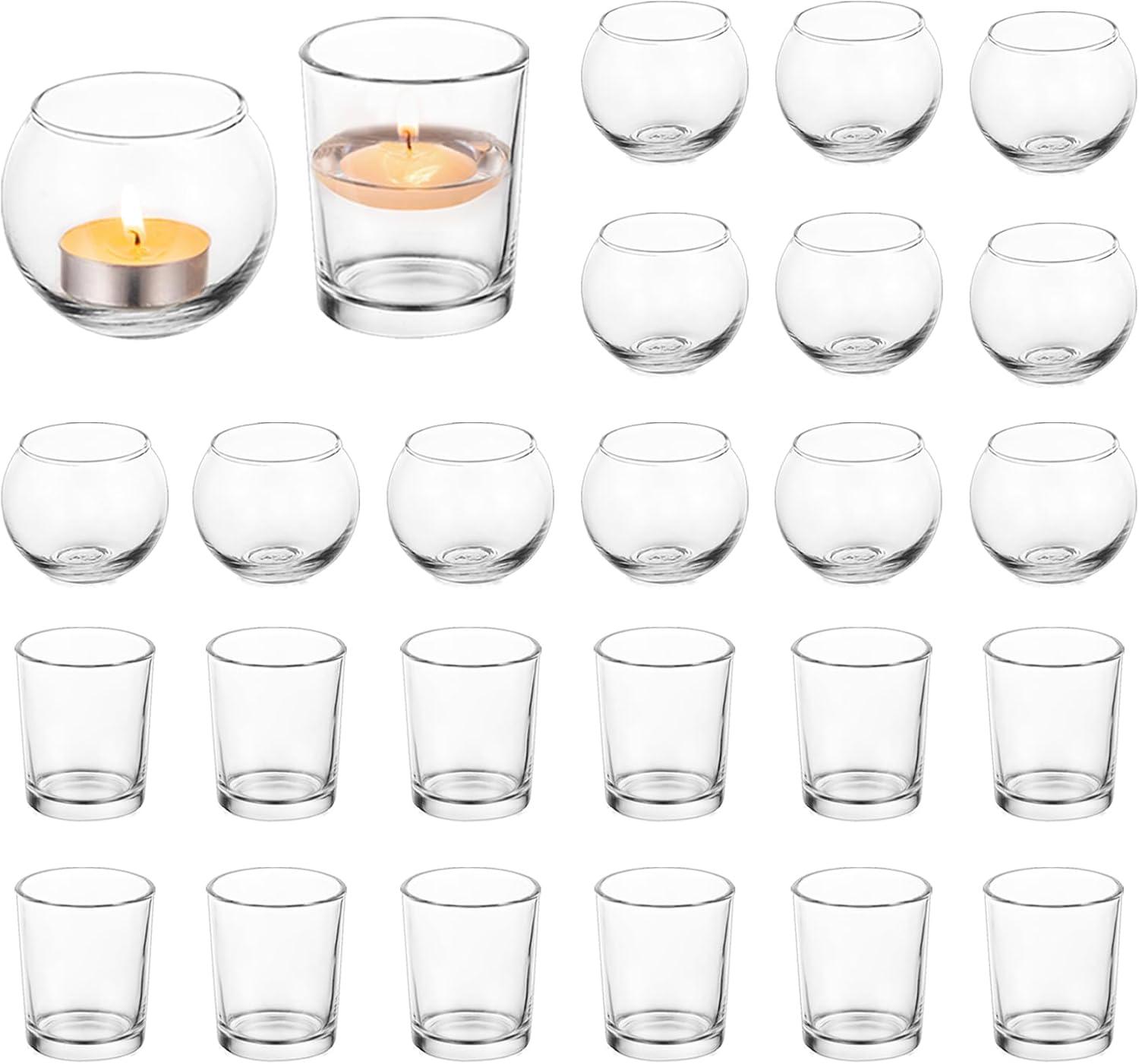 Clear Glass Tealight Candle Holders Set for Christmas Decor