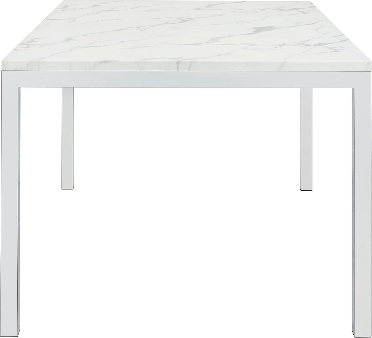 Coaster Athena Rectangle Metal Dining Table with Marble Top in Chrome