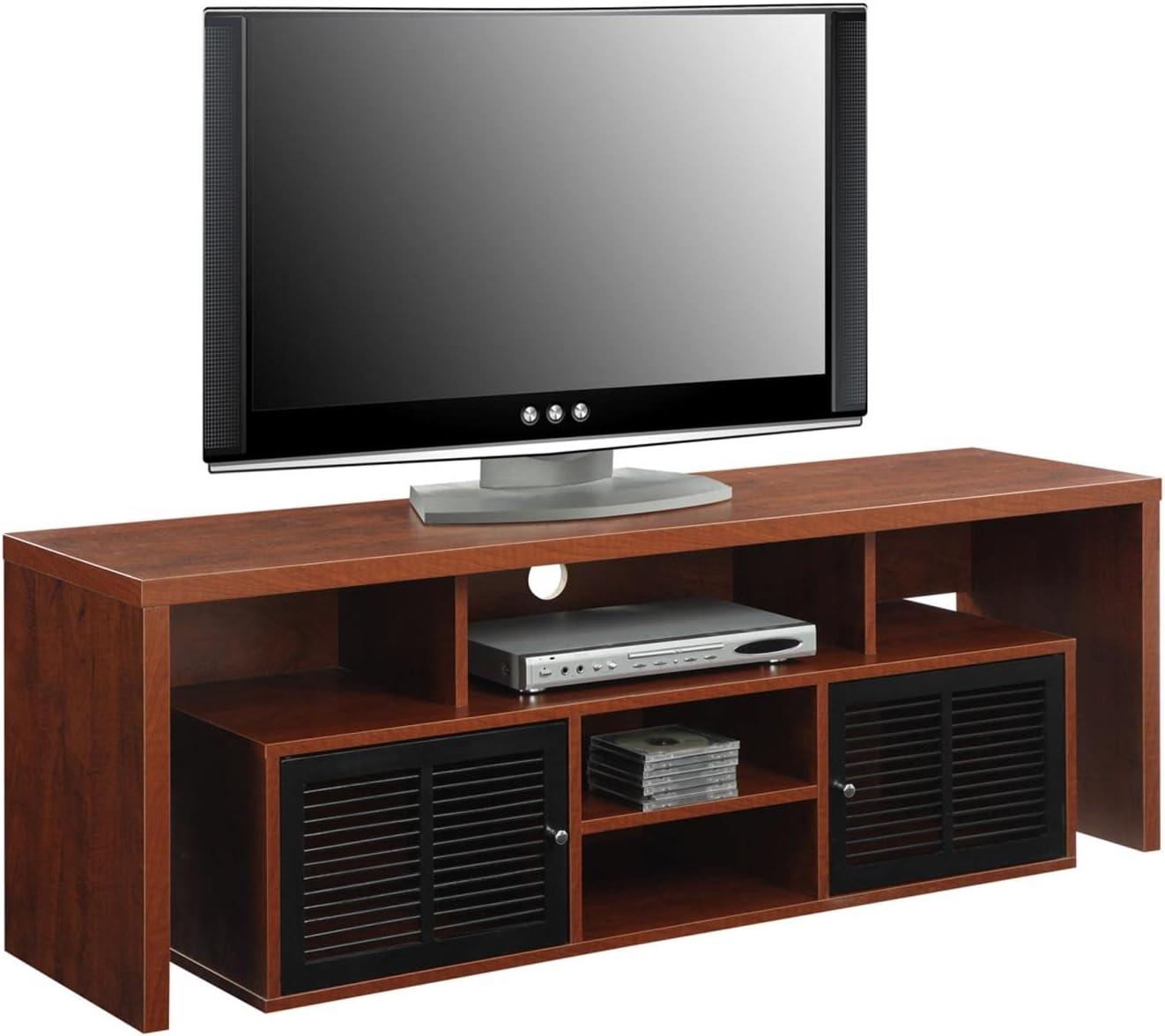 Convenience Concepts Lexington 65 inch TV Stand with Storage Cabinets and Shelves, Cherry