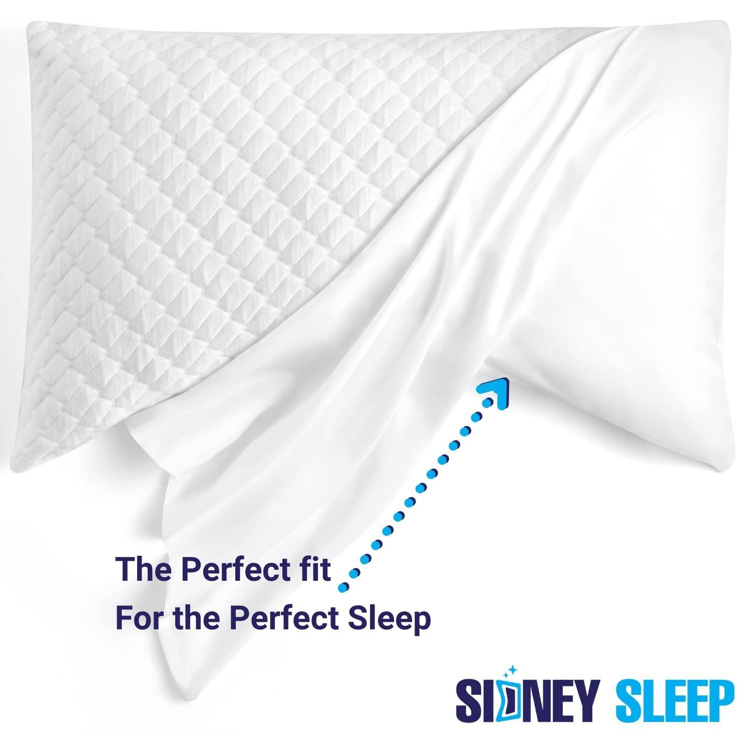 Sidney Sleep Curved Pillow Covers - Full Length Zipper Closure - Premium Soft Brushed Microfiber - 20 x 30 Inches - Fits Curved Side Sleeping Pillows (Queen, White)