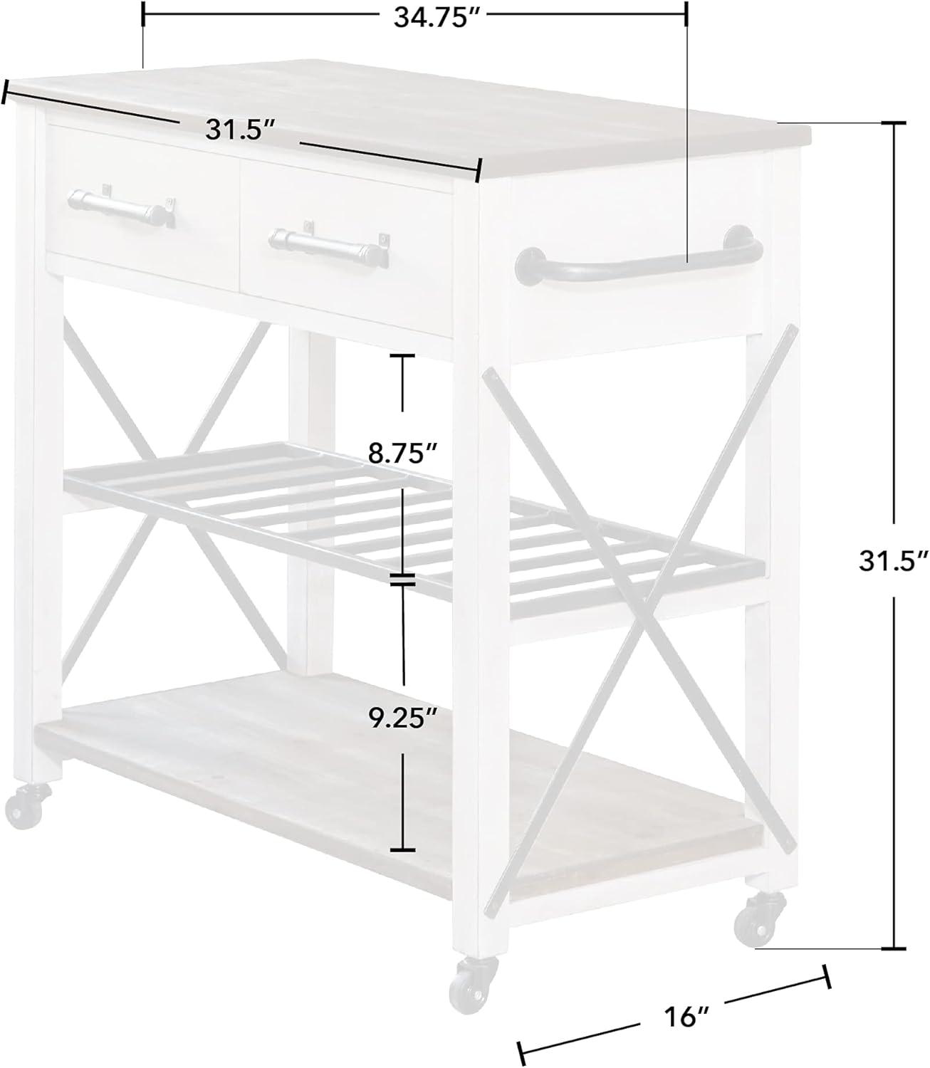 FirsTime & Co. Off-White And Brown Aurora Kitchen Cart, Farmhouse, Wood, 31.5 x 16 x 31.5 in