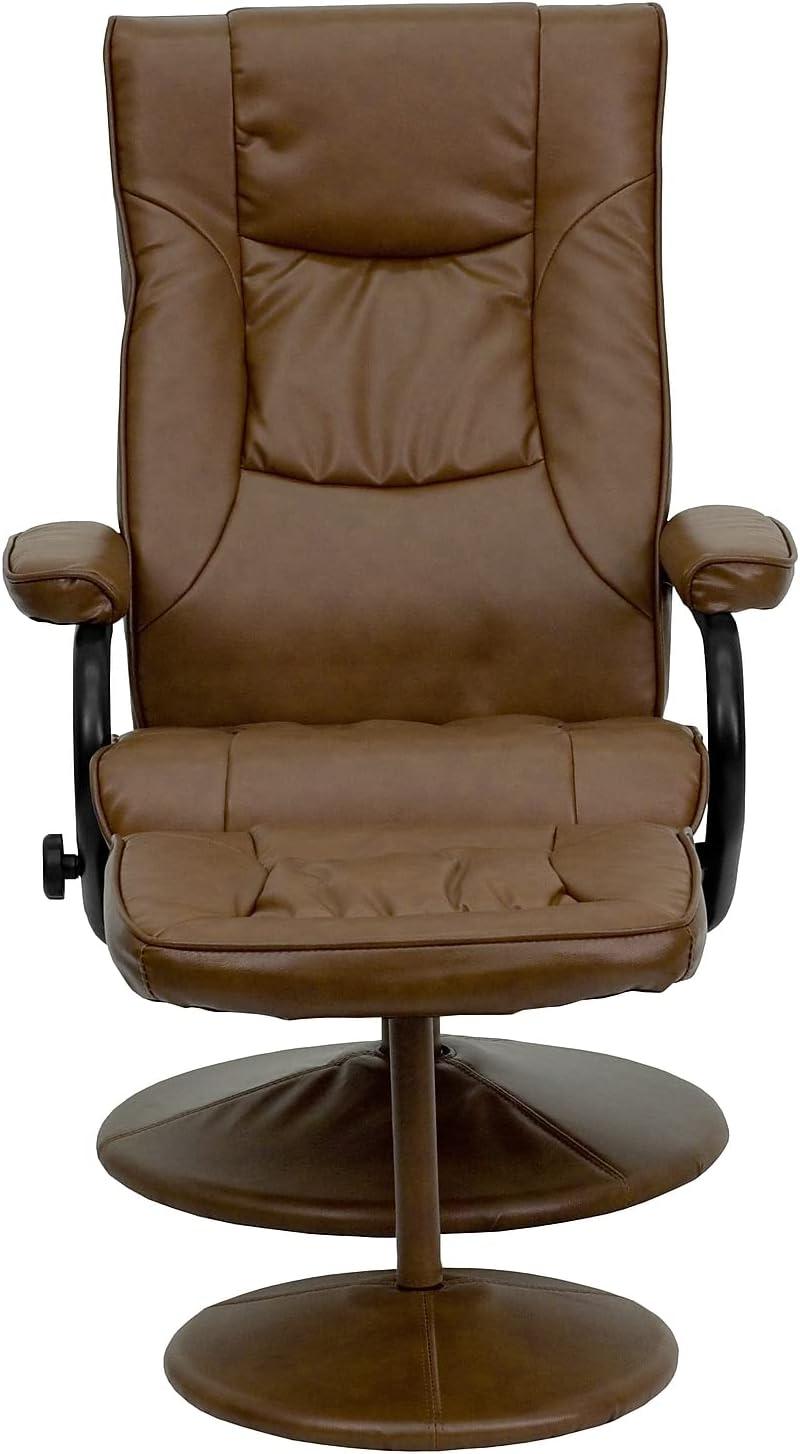 Flash Furniture Contemporary Multi-Position Recliner and Ottoman with Wrapped Base in Palimino LeatherSoft