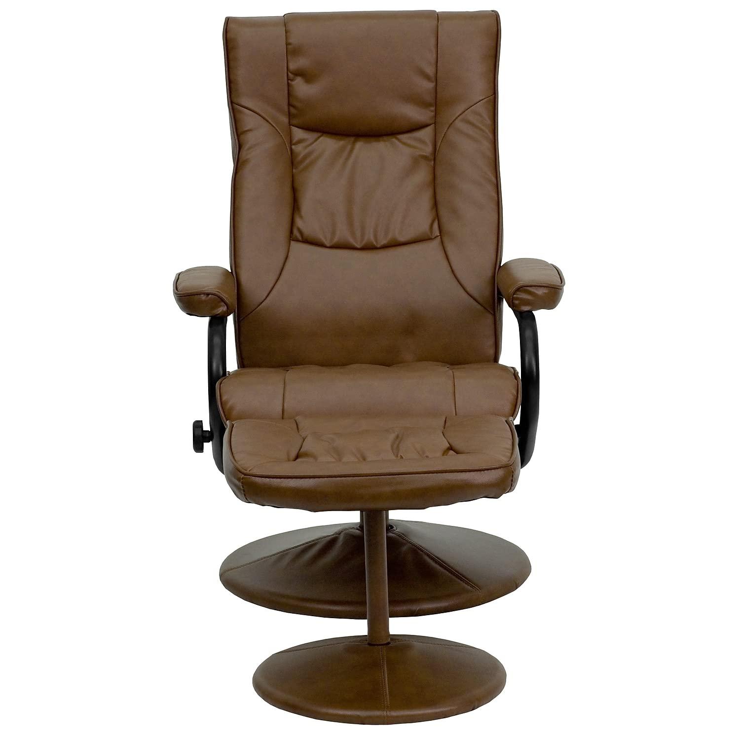 Flash Furniture Rachel Contemporary Multi-Position Recliner and Ottoman with Wrapped Base in Palimino LeatherSoft