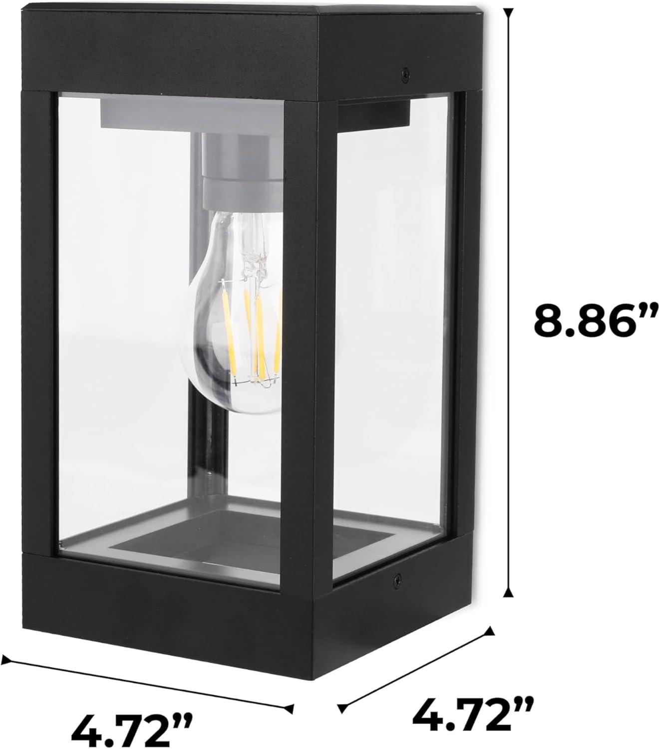60 Lumens Solar Outdoor Black Aluminum Wall Light Integrated LED Edison Bulb