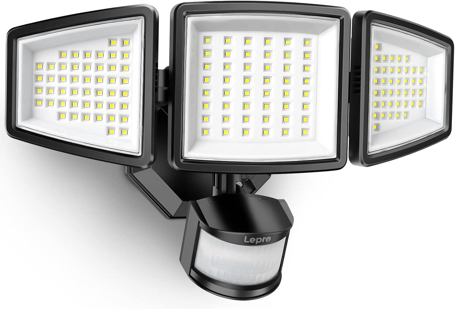 Lepro Black LED Motion Sensor Security Flood Light with Adjustable Heads