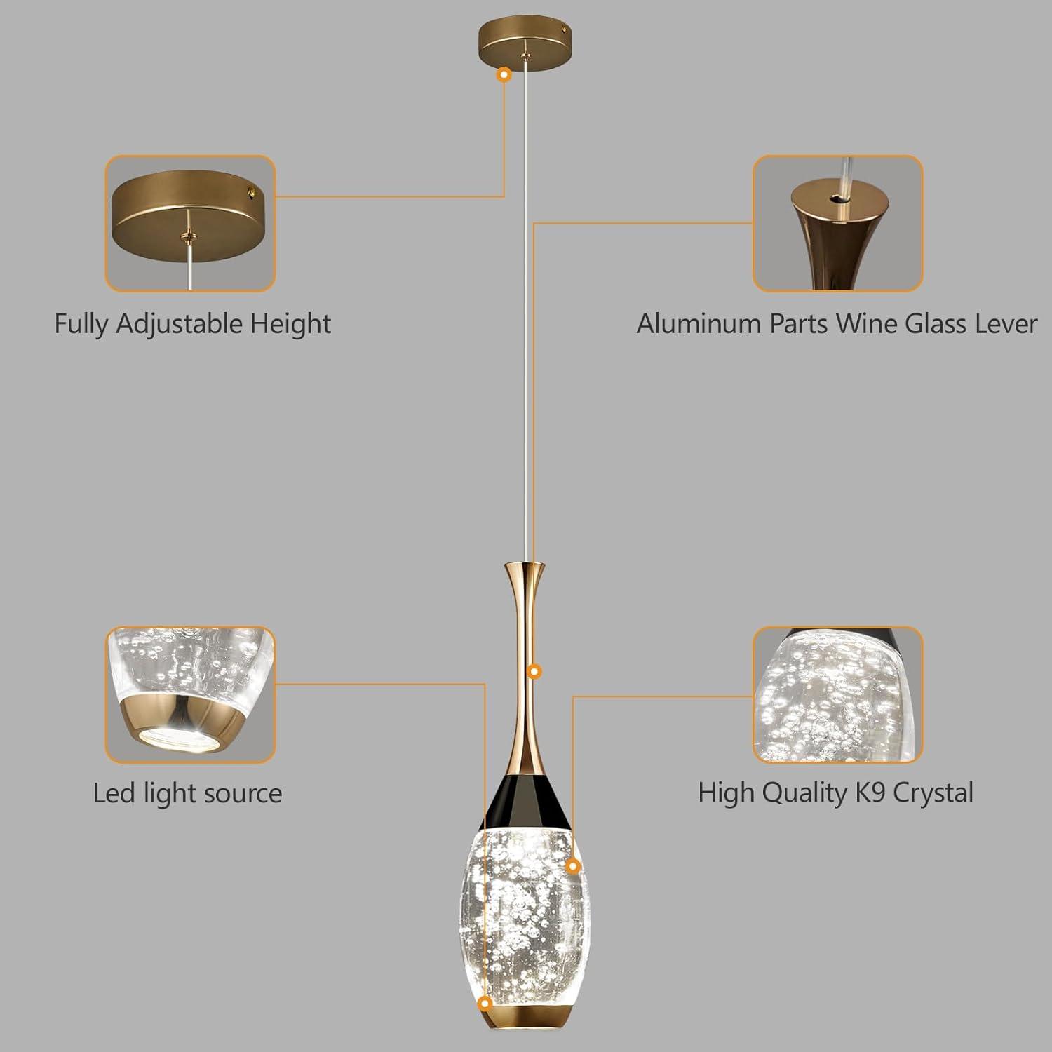 Black and Gold LED Crystal Teardrop Pendant Lights