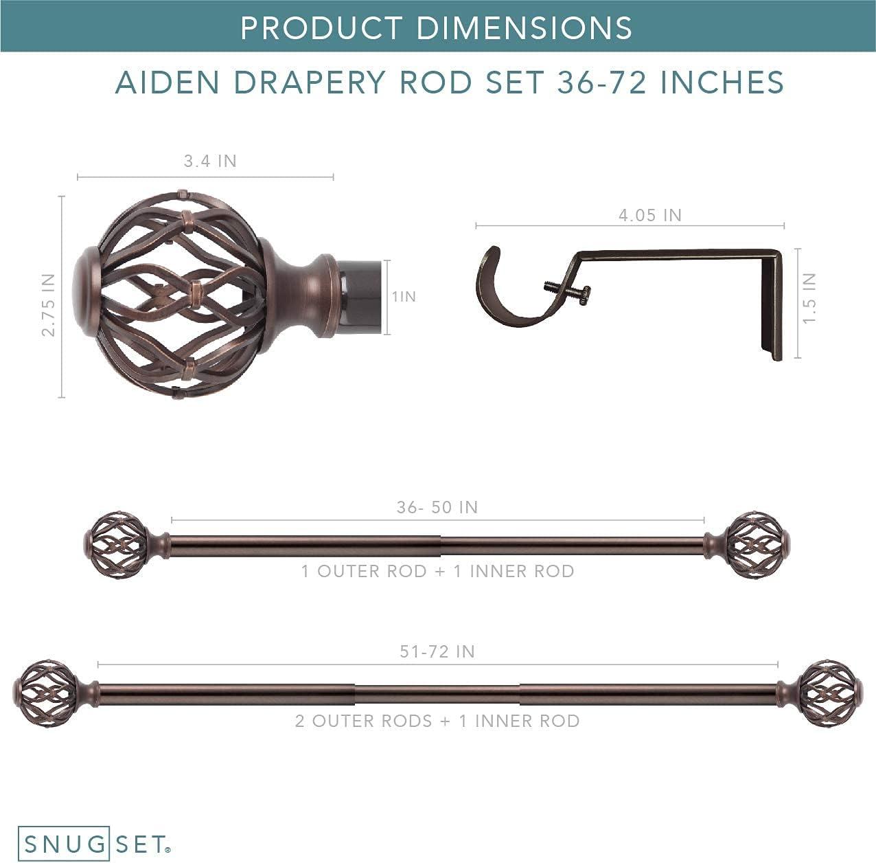 SnugSet Aiden Adjustable Single Curtain Rod