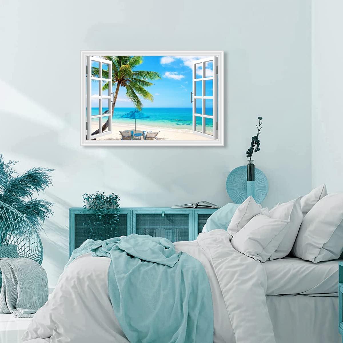 Window Scenery " Landscape Palm Tree On Tropical Beach "