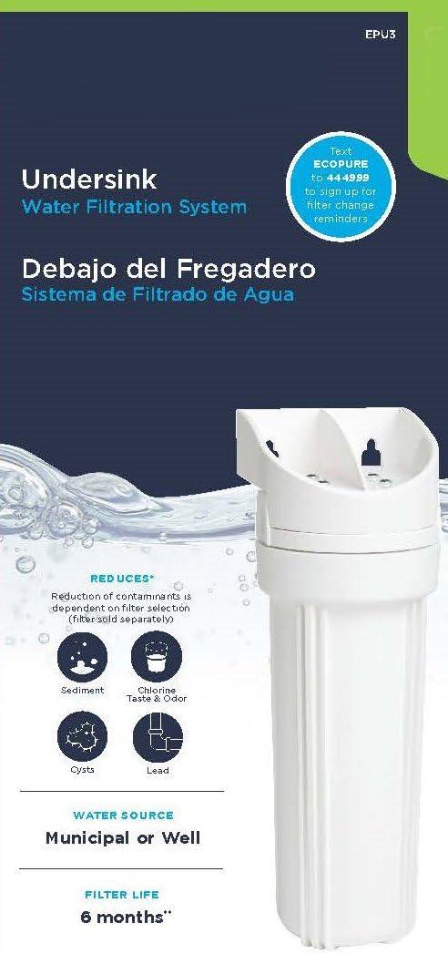 EcoPure EPU3 Universal Under Sink Water Filtration System