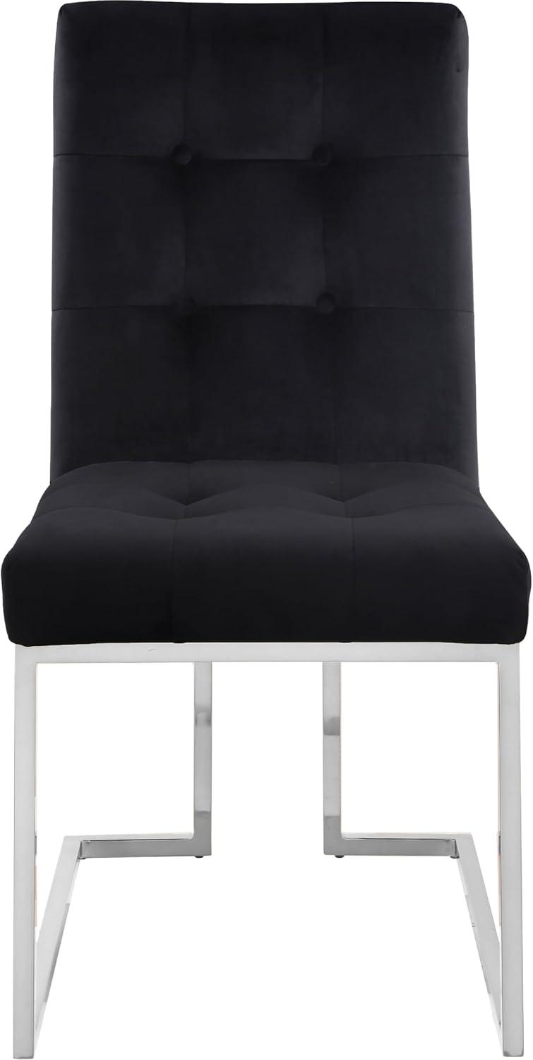 Elegant Parsons Black Velvet Dining Chair with Metal Base