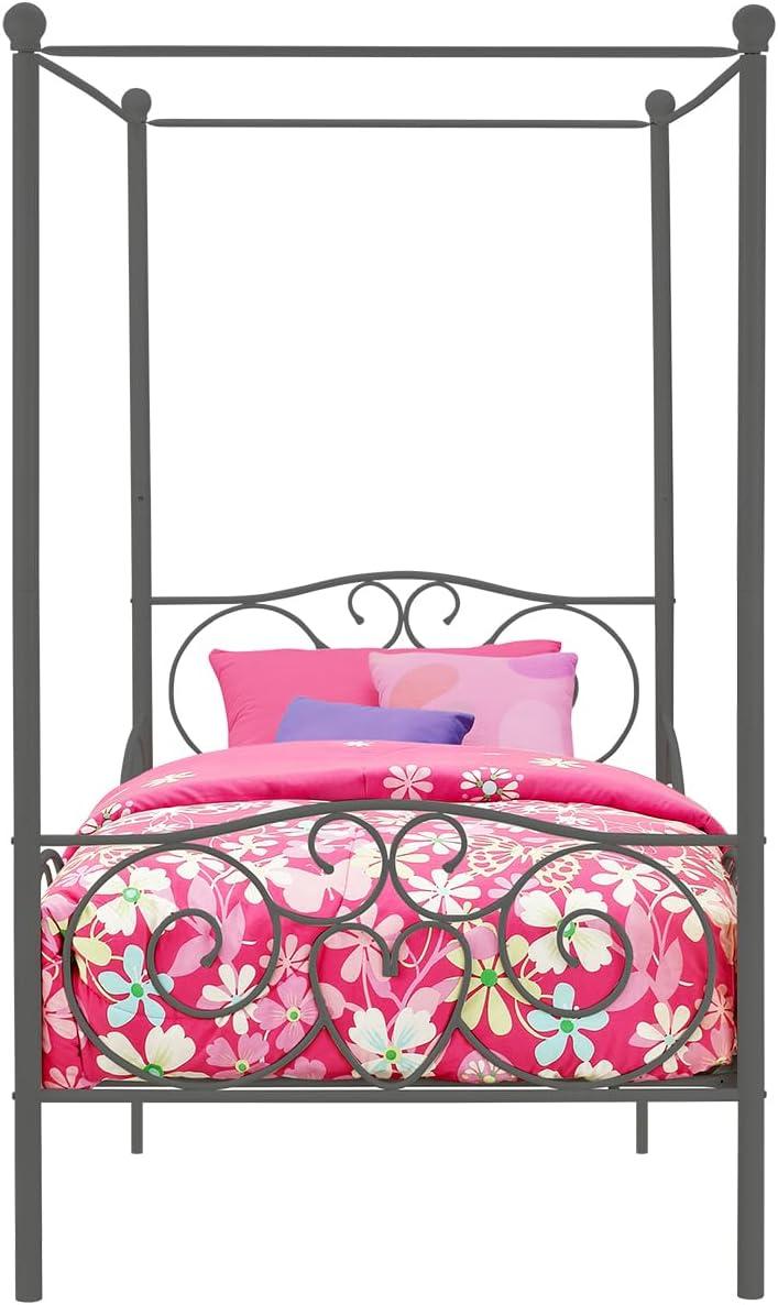 DHP 4020959 Sturdy Bed Frame, Twin, Pewter